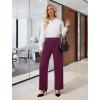 image:imageWide Leg Dress Pants for Women Pull on Elastic Stretchy Work Pants High Waisted Casual Slacks with PocketsBerry