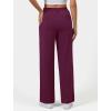 image:imageWide Leg Dress Pants for Women Pull on Elastic Stretchy Work Pants High Waisted Casual Slacks with PocketsBerry