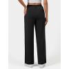 image:imageWide Leg Dress Pants for Women Pull on Elastic Stretchy Work Pants High Waisted Casual Slacks with PocketsBlack
