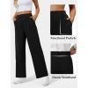 image:imageWide Leg Dress Pants for Women Pull on Elastic Stretchy Work Pants High Waisted Casual Slacks with PocketsBlack