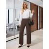 image:imageWide Leg Dress Pants for Women Pull on Elastic Stretchy Work Pants High Waisted Casual Slacks with PocketsBrown