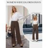 image:imageWide Leg Dress Pants for Women Pull on Elastic Stretchy Work Pants High Waisted Casual Slacks with PocketsBrown