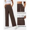 image:imageWide Leg Dress Pants for Women Pull on Elastic Stretchy Work Pants High Waisted Casual Slacks with PocketsBrown