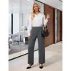 image:imageWide Leg Dress Pants for Women Pull on Elastic Stretchy Work Pants High Waisted Casual Slacks with PocketsDark Grey