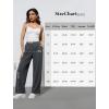 image:imageWide Leg Dress Pants for Women Pull on Elastic Stretchy Work Pants High Waisted Casual Slacks with PocketsDark Grey