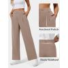 image:imageWide Leg Dress Pants for Women Pull on Elastic Stretchy Work Pants High Waisted Casual Slacks with PocketsLight Coffee
