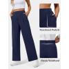 image:imageWide Leg Dress Pants for Women Pull on Elastic Stretchy Work Pants High Waisted Casual Slacks with PocketsNavy Blue