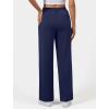 image:imageWide Leg Dress Pants for Women Pull on Elastic Stretchy Work Pants High Waisted Casual Slacks with PocketsNavy Blue