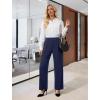 image:imageWide Leg Dress Pants for Women Pull on Elastic Stretchy Work Pants High Waisted Casual Slacks with PocketsNavy Blue