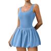 image:imageAthletic Dress for Women Bubble Hem Tennis Dress with Pockets U Neck Sleeveless Dress with Built in ShortsLight Blue