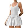 image:imageAthletic Dress for Women Bubble Hem Tennis Dress with Pockets U Neck Sleeveless Dress with Built in ShortsWhite