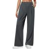 image:imageWide Leg Dress Pants for Women Pull on Elastic Stretchy Work Pants High Waisted Casual Slacks with PocketsDark Grey
