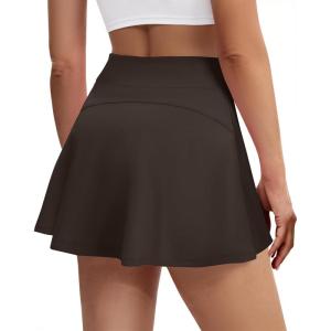 image:imageSkorts for Woman Tennis Skirt with Pockets Shorts Golf Skort High Waisted Athletic Skirts Workout PickleballBrown