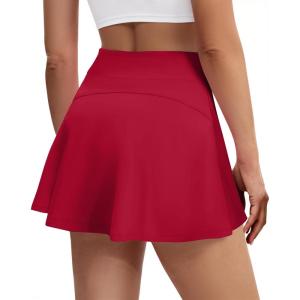image:imageSkorts for Woman Tennis Skirt with Pockets Shorts Golf Skort High Waisted Athletic Skirts Workout PickleballRed