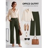 image:imageDLOODA Wide Leg Dress Pants for Women High Wasited Stretchy Work Pants Business Casual Outfits Slacks Trousers with PocketsArmy Green