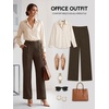 image:imageDLOODA Wide Leg Dress Pants for Women High Wasited Stretchy Work Pants Business Casual Outfits Slacks Trousers with PocketsBrown