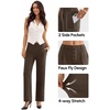 image:imageDLOODA Wide Leg Dress Pants for Women High Wasited Stretchy Work Pants Business Casual Outfits Slacks Trousers with PocketsBrown