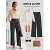 image:imageDLOODA Wide Leg Dress Pants for Women High Wasited Stretchy Work Pants Business Casual Outfits Slacks Trousers with PocketsDark Grey