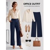 image:imageDLOODA Wide Leg Dress Pants for Women High Wasited Stretchy Work Pants Business Casual Outfits Slacks Trousers with PocketsNavy Blue