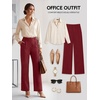 image:imageDLOODA Wide Leg Dress Pants for Women High Wasited Stretchy Work Pants Business Casual Outfits Slacks Trousers with PocketsWine Red