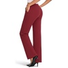 image:imageDLOODA Wide Leg Dress Pants for Women High Wasited Stretchy Work Pants Business Casual Outfits Slacks Trousers with PocketsWine Red