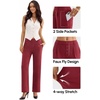 image:imageDLOODA Wide Leg Dress Pants for Women High Wasited Stretchy Work Pants Business Casual Outfits Slacks Trousers with PocketsWine Red