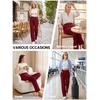 image:imageDLOODA Wide Leg Dress Pants for Women High Wasited Stretchy Work Pants Business Casual Outfits Slacks Trousers with PocketsWine Red