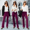 image:imageDLOODA Womens Bootcut Dress Pants Business Casual Work Pants with Pockets High Waist Stretchy Trousers Pull On Office SlacksBerry