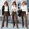 image:imageDLOODA Womens Bootcut Dress Pants Business Casual Work Pants with Pockets High Waist Stretchy Trousers Pull On Office SlacksBrown