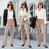 image:imageDLOODA Womens Bootcut Dress Pants Business Casual Work Pants with Pockets High Waist Stretchy Trousers Pull On Office SlacksLight Coffee