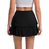 image:imageDLOODA Tennis Skirt for Women Double Ruffle Golf Skirt High Waisted Flowy Athletic Skort with Pockets Workout Pickleball Y2KBlack