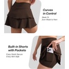 image:imageDLOODA Tennis Skirt for Women Double Ruffle Golf Skirt High Waisted Flowy Athletic Skort with Pockets Workout Pickleball Y2KBrown