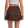 image:imageDLOODA Tennis Skirt for Women Double Ruffle Golf Skirt High Waisted Flowy Athletic Skort with Pockets Workout Pickleball Y2KBrown