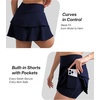image:imageDLOODA Tennis Skirt for Women Double Ruffle Golf Skirt High Waisted Flowy Athletic Skort with Pockets Workout Pickleball Y2KNavy Blue