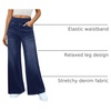 image:imageDLOODA Womens Wide Leg Jeans High Waisted Stretchy Denim Pants Elastic Waist Pull On Sweatpant Jeans Trendy Baggy LooseDark Blue