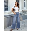 image:imageDLOODA Womens Wide Leg Jeans High Waisted Stretchy Denim Pants Elastic Waist Pull On Sweatpant Jeans Trendy Baggy LooseSky Blue