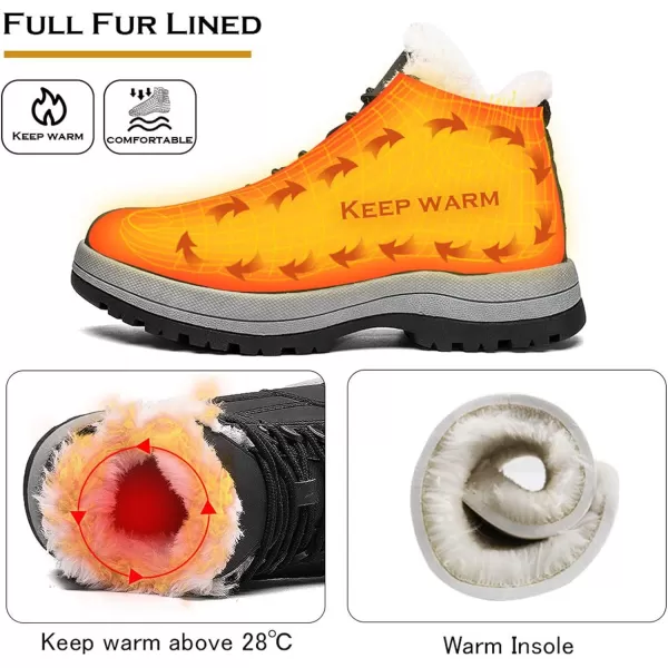 visionreast Men Womens Winter Snow Boots High Top Outdoor Hiking Booties Non Slip Warm Fur Lined Shoes