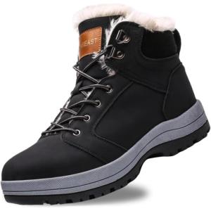 imagevisionreast Men Womens Winter Snow Boots Insulated Outdoor Hiking Shoes Fur Lined Warm BootsBlack
