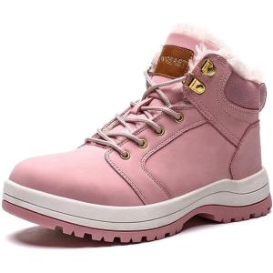 imagevisionreast Men Womens Winter Snow Boots Insulated Outdoor Hiking Shoes Fur Lined Warm BootsPink