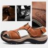 imageVISIONREAST Mens Leather Sandals  Outdoor Hiking ampamp Waterproof Athletic Sports Sandals  Fisherman Beach Shoes with Closed ToeBbrown