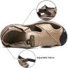 imageVISIONREAST Mens Leather Sandals  Outdoor Hiking ampamp Waterproof Athletic Sports Sandals  Fisherman Beach Shoes with Closed ToeCkhaki