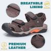 imageVISIONREAST Mens Leather Sandals  Outdoor Hiking ampamp Waterproof Athletic Sports Sandals  Fisherman Beach Shoes with Closed ToeEdark Brown