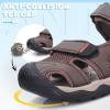 imageVISIONREAST Mens Leather Sandals  Outdoor Hiking ampamp Waterproof Athletic Sports Sandals  Fisherman Beach Shoes with Closed ToeEdark Brown