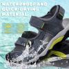 imageVISIONREAST Mens Leather Sandals  Outdoor Hiking ampamp Waterproof Athletic Sports Sandals  Fisherman Beach Shoes with Closed ToeFblue