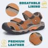 imageVISIONREAST Mens Leather Sandals  Outdoor Hiking ampamp Waterproof Athletic Sports Sandals  Fisherman Beach Shoes with Closed ToeGbrown