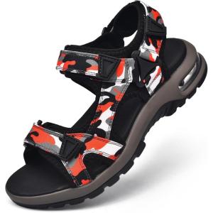 imagevisionreast Mens Athletic Sandals Open Toe Hiking Outdoor Nonslip Sandals Air Cushion Sport Casual Beach SandalsEwhite and Red