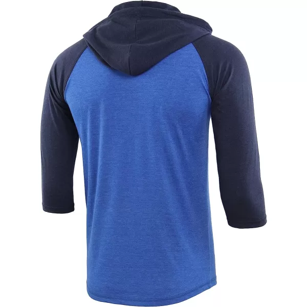 imageKNQR Mens Casual Raglan 34 Sleeve Vintage Active Sports Running Baseball Henley Hoodie T ShirtsHeather BlueNavy Blue