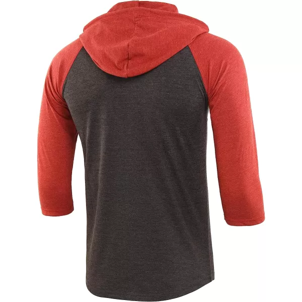 imageKNQR Mens Casual Raglan 34 Sleeve Vintage Active Sports Running Baseball Henley Hoodie T ShirtsHeather CharcoalRusty