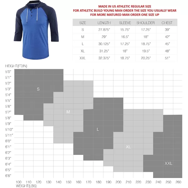 imageKNQR Mens Casual Raglan 34 Sleeve Vintage Active Sports Running Baseball Henley Hoodie T ShirtsHeather CharcoalRusty