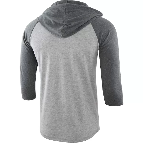 imageKNQR Mens Casual Raglan 34 Sleeve Vintage Active Sports Running Baseball Henley Hoodie T ShirtsHeather GraySlate Green